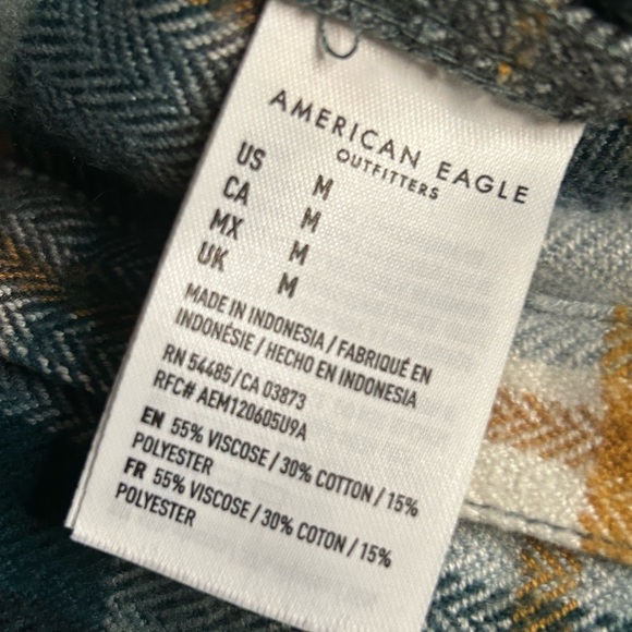 American Eagle Women's Ahh-Mazingly Soft Flannel Shirt Green Plaid Size Medium - Picture 8 of 8